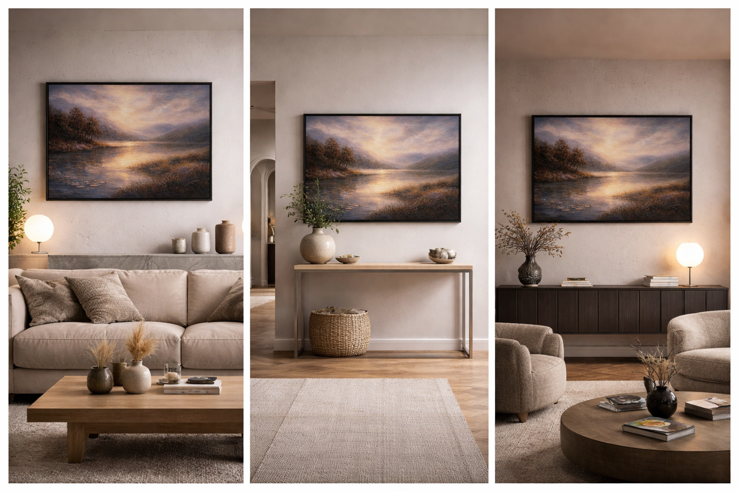 Tableau "Horizon d'OR" Impression sur Canvas 150 x 90