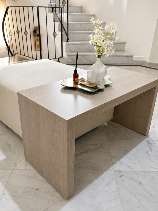 Table basse LINA avec pouf intégré 90x90 cm — Design pratique pour salon