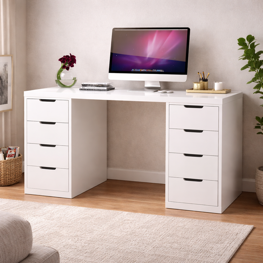 Bureau Modulable - 2 Blocs de tiroirs High Gloss