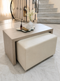 Table basse LINA avec pouf intégré 90x90 cm — Design pratique pour salon