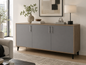 Buffet de Rangement Moderne 3 Portes — Gris & Effet Bois