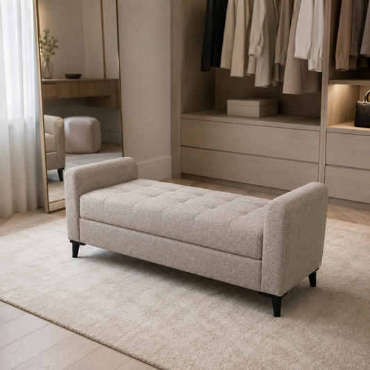 Banc rembourré ARKEN 140 × 60 × 55 cm — Banc de lit, dressing ou entrée