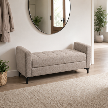 Banc rembourré ARKEN 140 × 60 × 55 cm — Banc de lit, dressing ou entrée