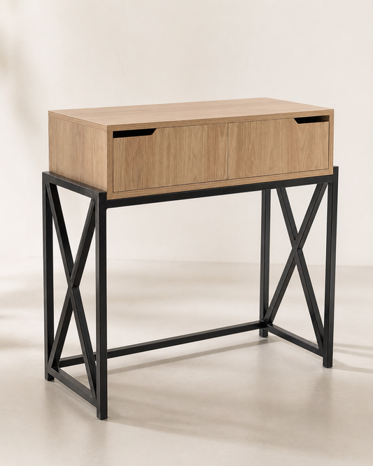 Console d’entrée Manar en bois et métal noir