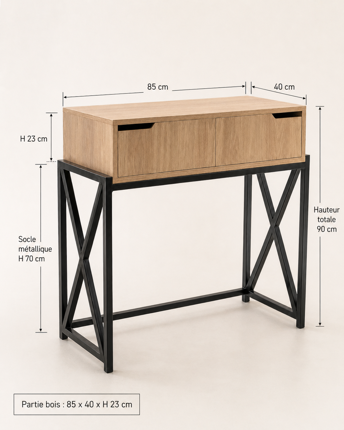 Console d’entrée Manar en bois et métal noir