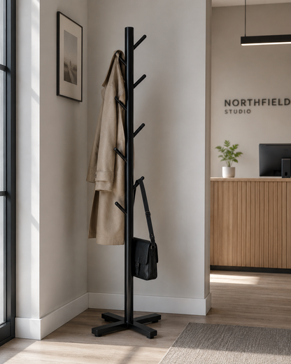 Porte-Manteau Métallique Noir 8 Branches – 1,75 m