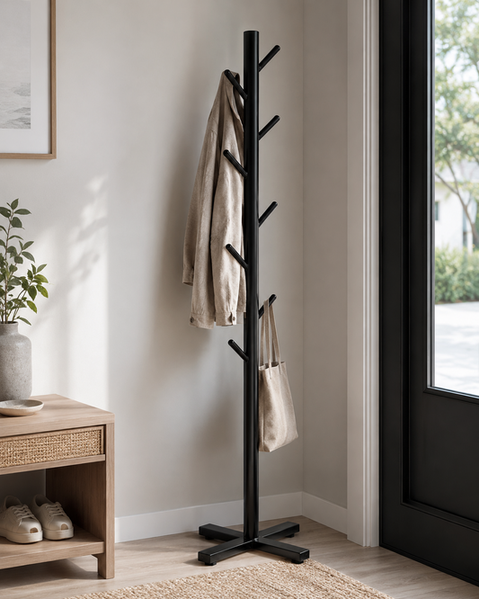 Porte-Manteau Métallique Noir 8 Branches – 1,75 m