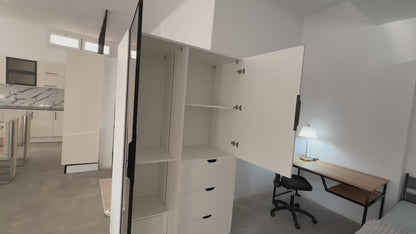 Dressing ARKÊN 2 Compartiments – Noir, Blanc & Verre Fumé | 120 × 60 × 200 cm